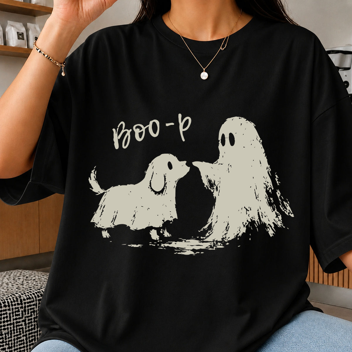 Boo-p Ghost Dog Halloween Spooky Cute Pet PNG