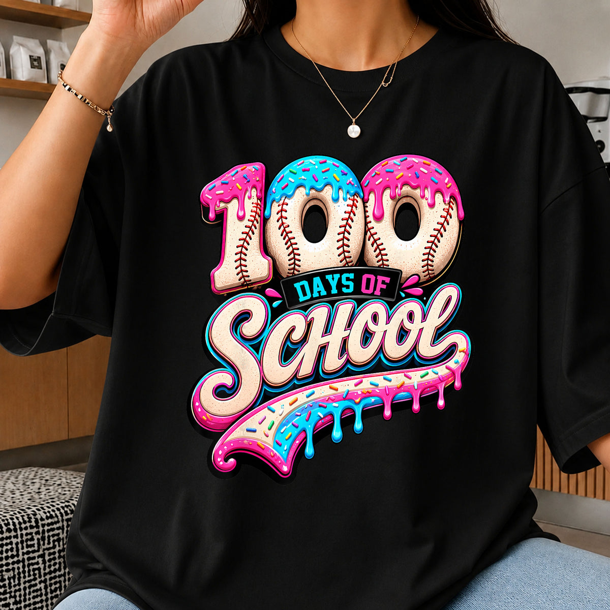 100 Days Of School Baseball Donut Sprinkles PNG
