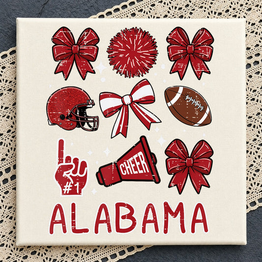 Alabama Football Cheer Crimson Bow Helmet Coquette PNG