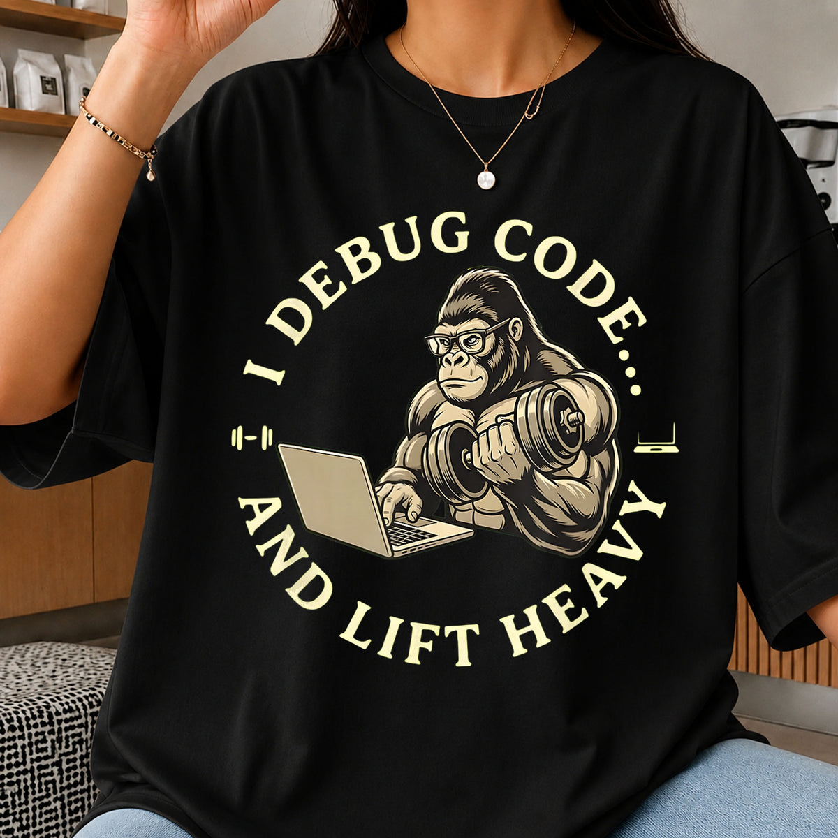 I Debug Code And Lift Heavy Gorilla Gym Quote PNG