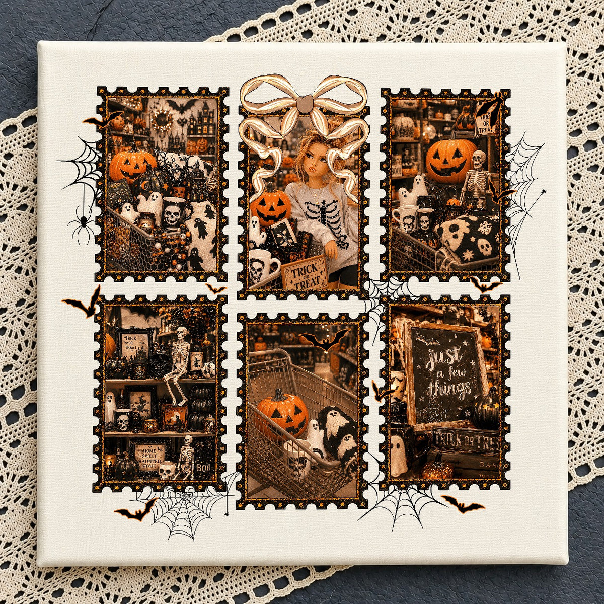 Halloween Stamp Collage PNG, Spooky Girl | SvgBundleHub