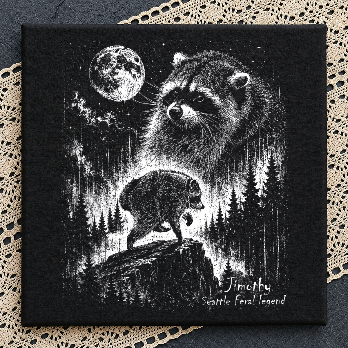 Raccoon Full Moon PNG, Feral Legend Shirt PNG, Gothic Animal PNG