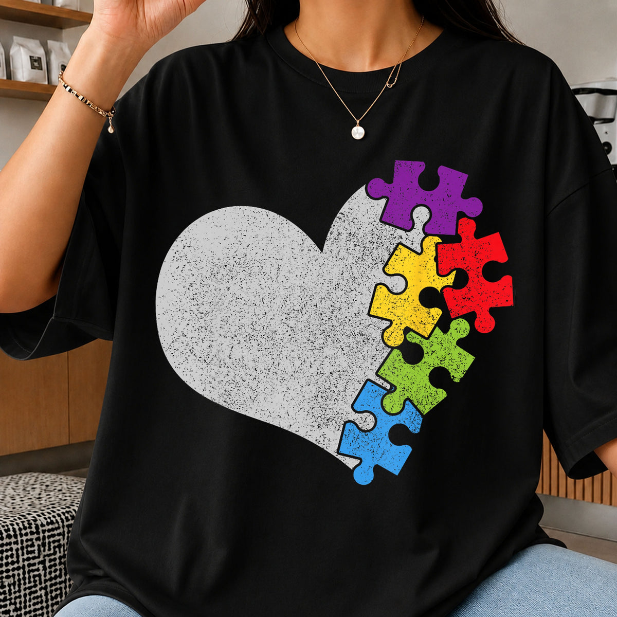 Autism Puzzle Heart Colorful Pieces Awareness PNG
