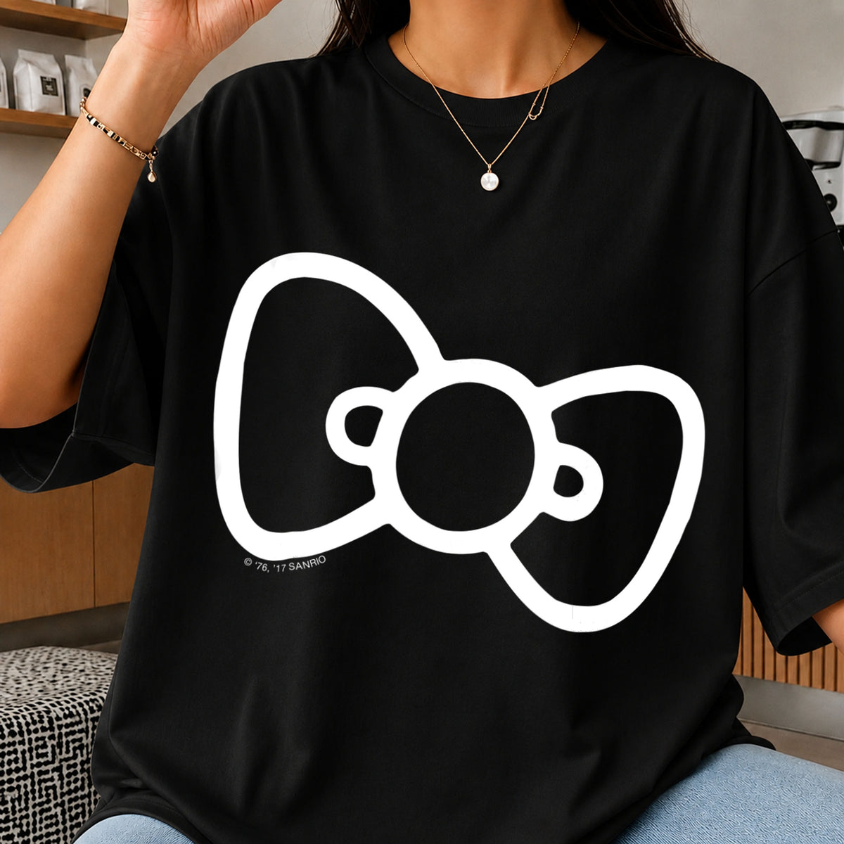 Hello Kitty Sanrio Iconic Bow Outline Clipart PNG
