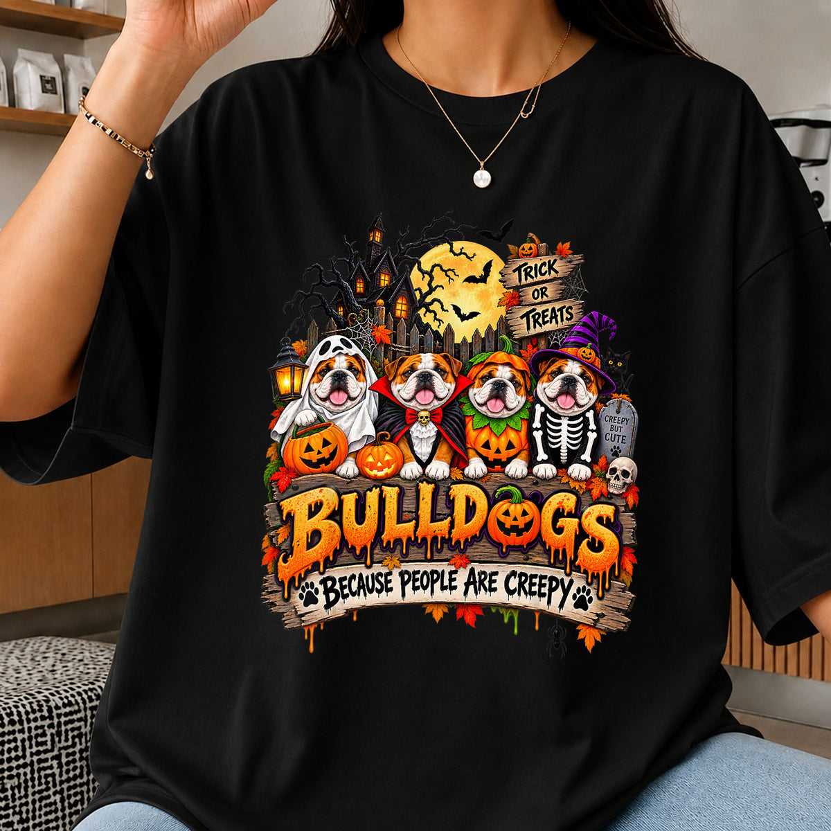 Bulldogs Because People Are Creepy Halloween Costume v2 PNG