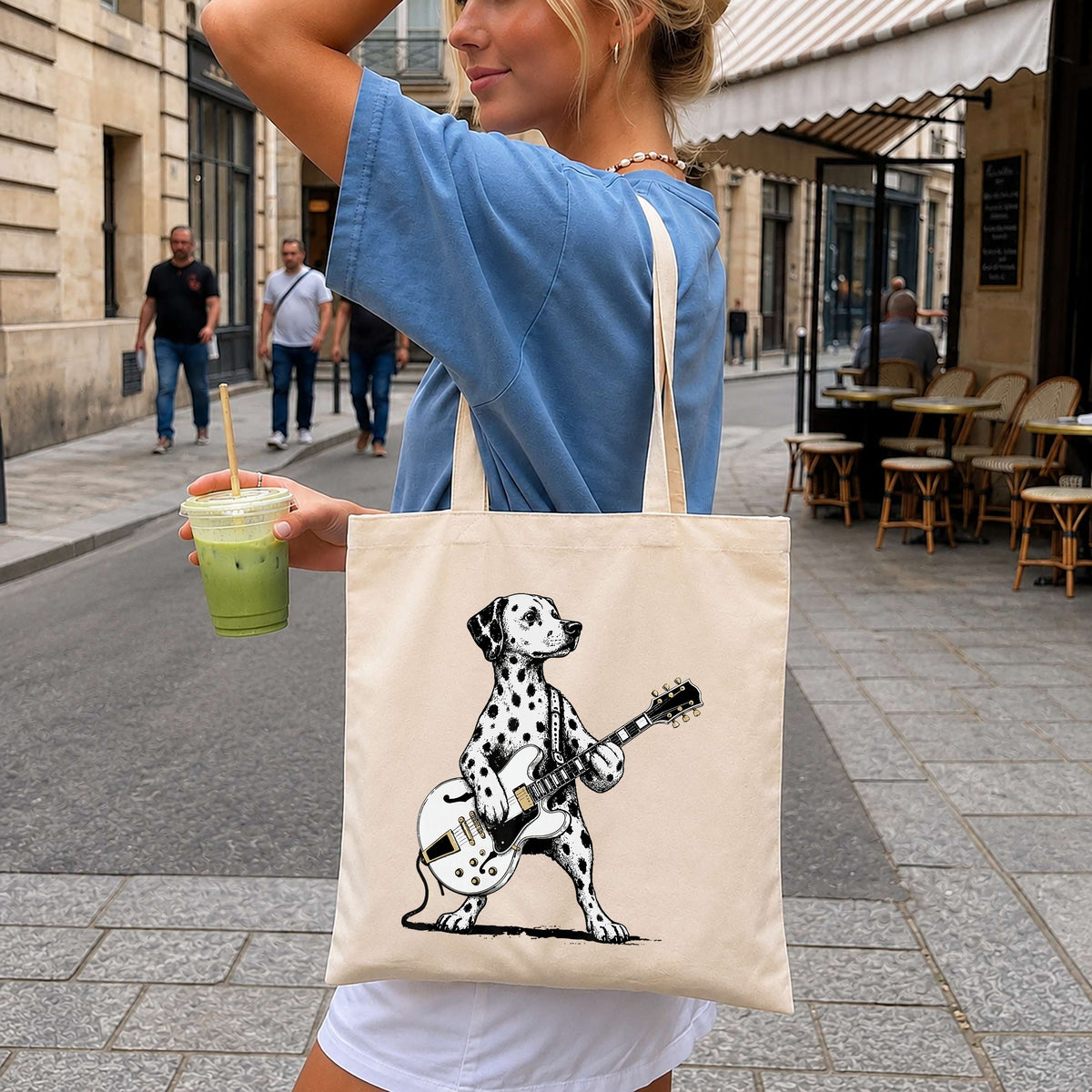 Dalmatian Playing Guitar Clipart, Black White Sketch Rock Dog, Music