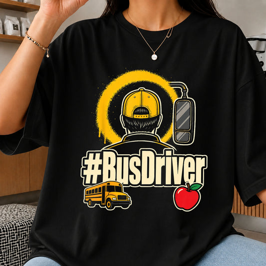 #BusDriver School Bus Apple Grunge Character PNG