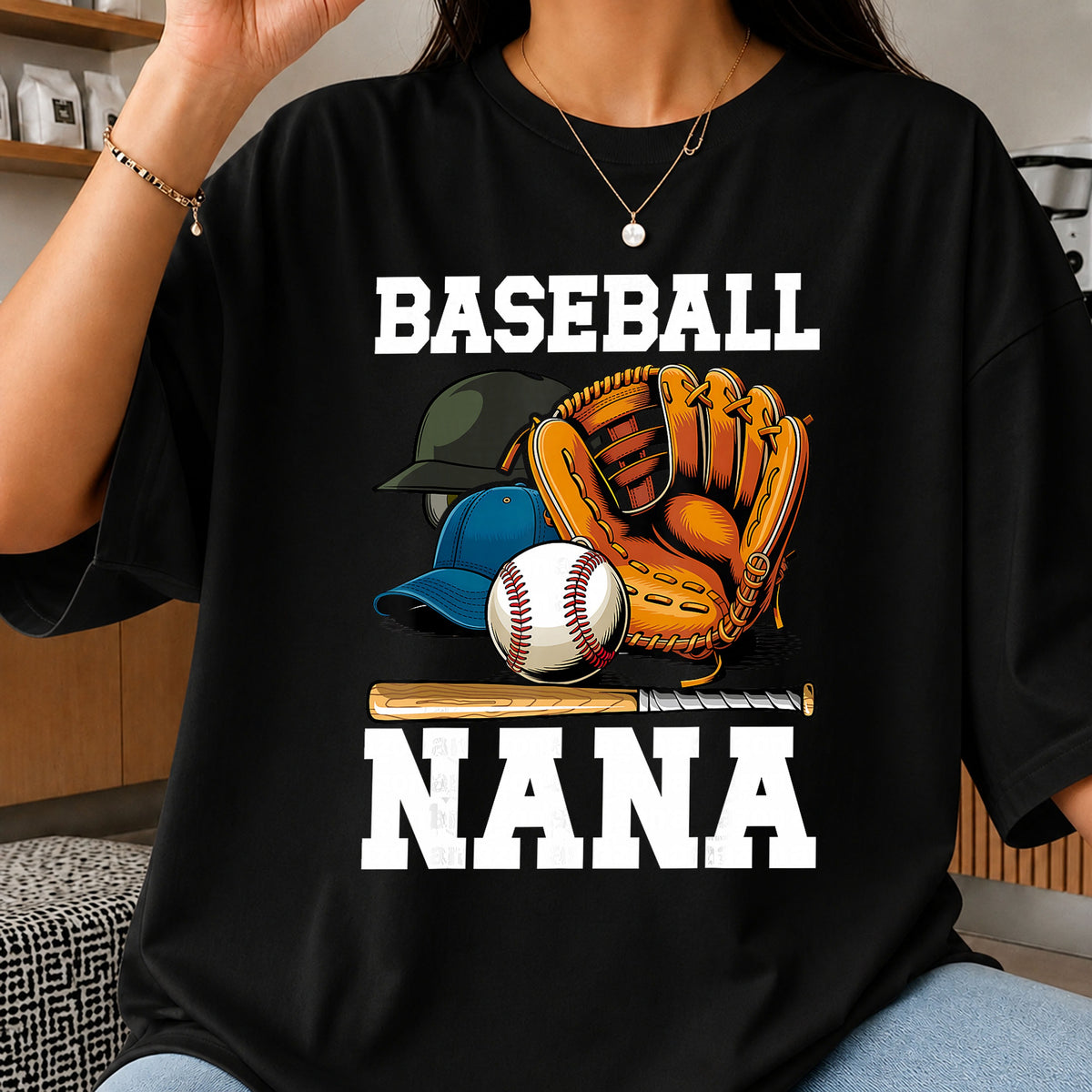 Baseball Nana PNG, Sports Grandma Glove Bat Clipart
