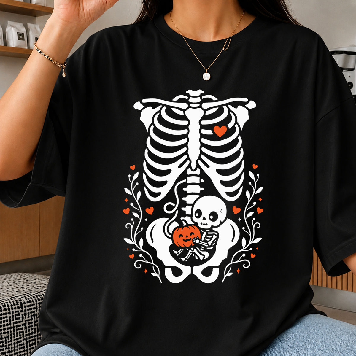 Pregnant Skeleton Baby Pumpkin Halloween Cricut SVG