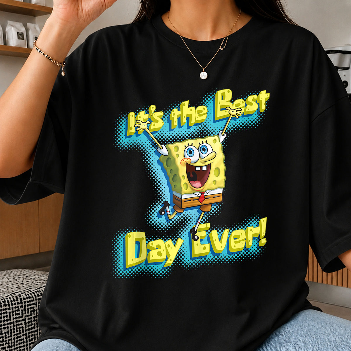 SpongeBob It's The Best Day Ever Jumping Celebration PNG