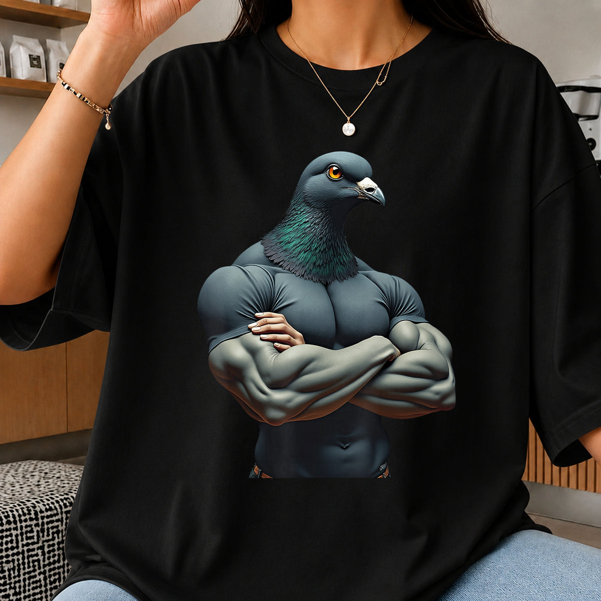 Muscular Pigeon Arms Crossed Bodybuilder Funny PNG