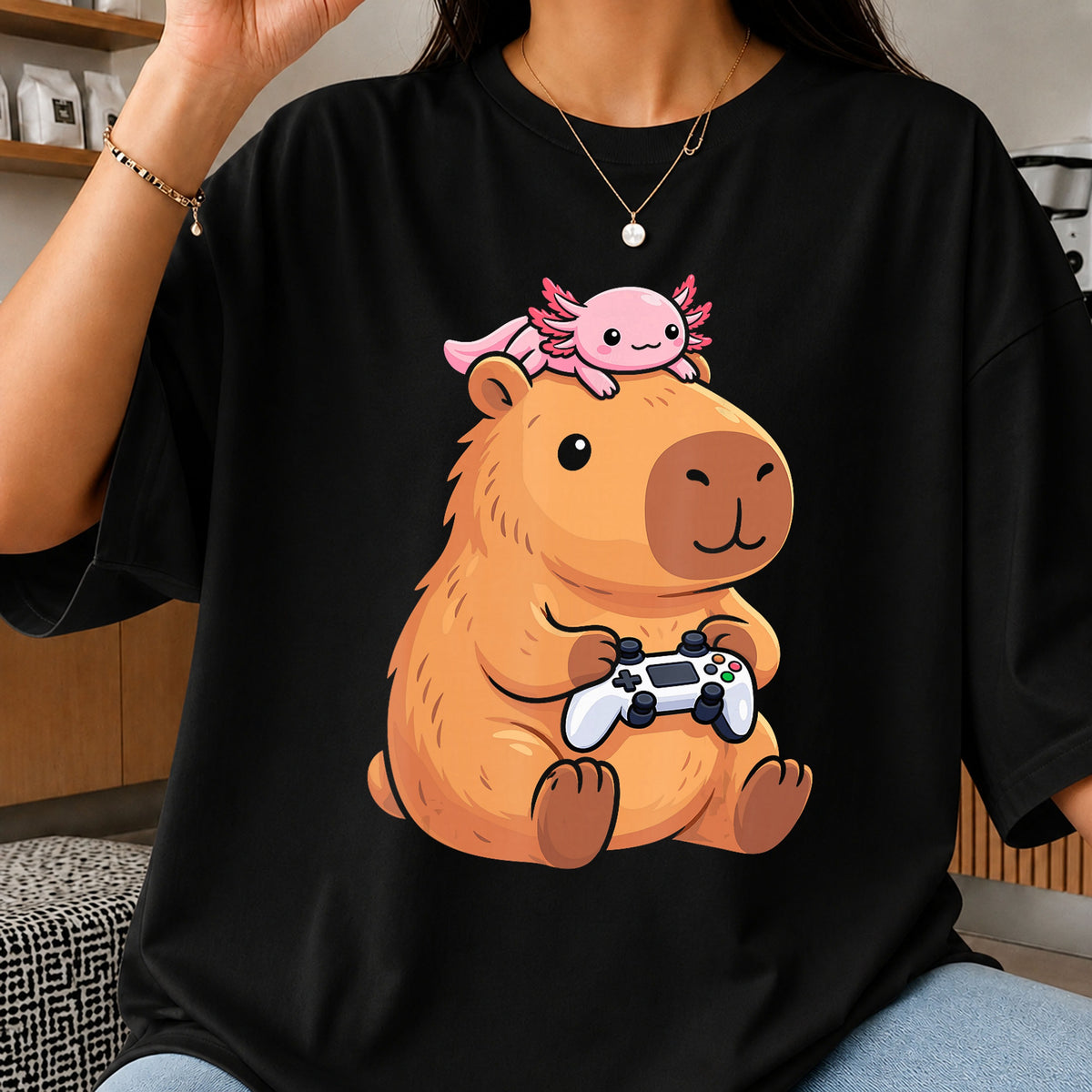 Capybara Axolotl Gamer Video Game Controller PNG
