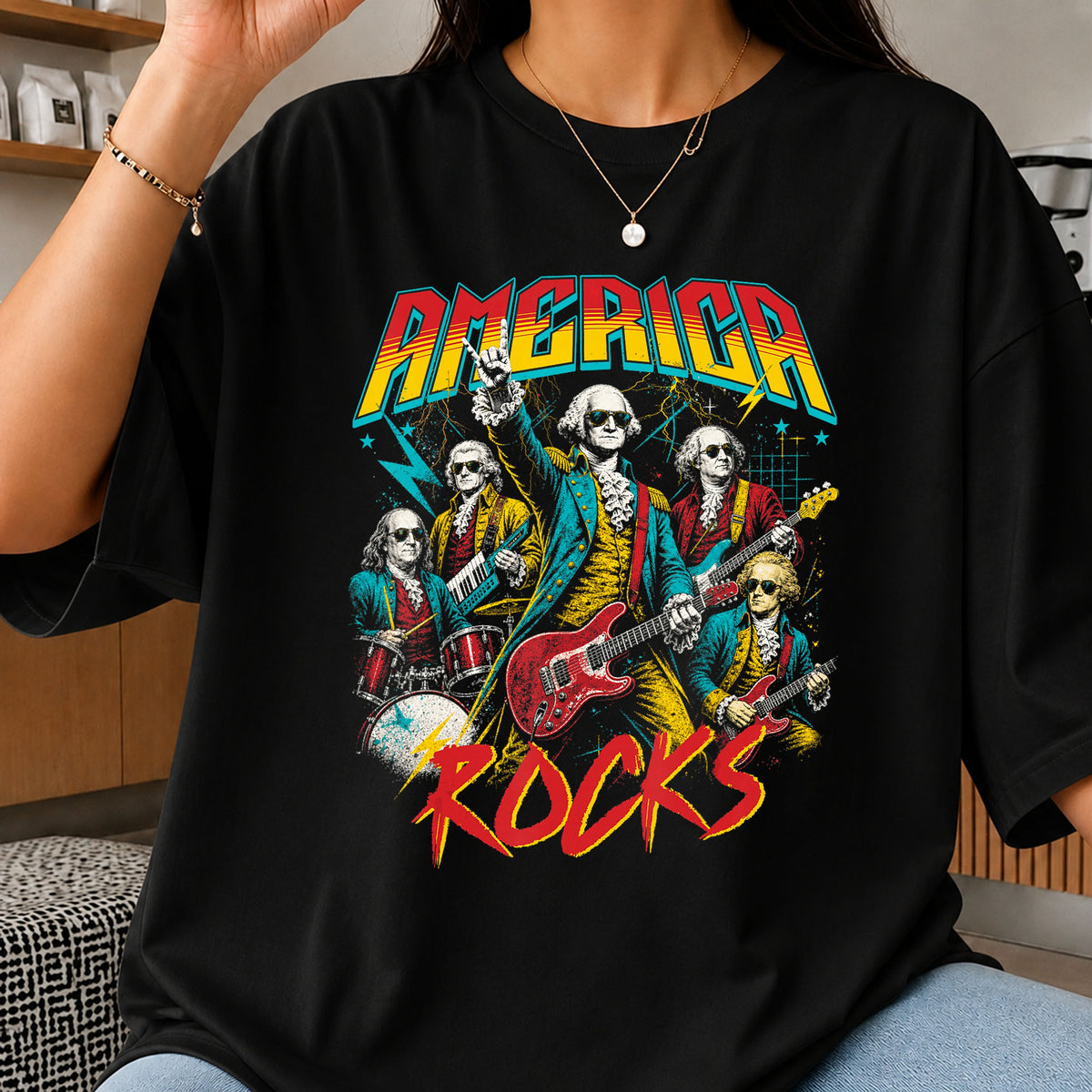 America Rocks Founding Fathers Rock Band 4th Of July PNG
