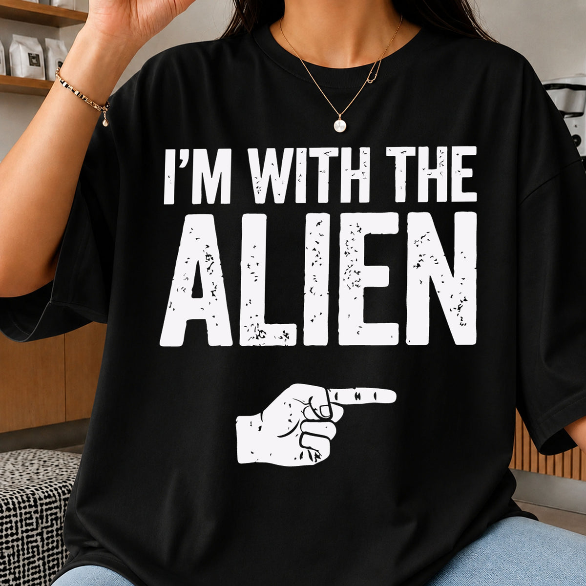 I'm With The Alien Funny Pointing Hand Quote SVG
