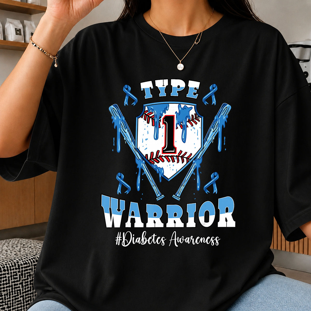 Type 1 Warrior Baseball Diabetes Awareness Sublimation PNG