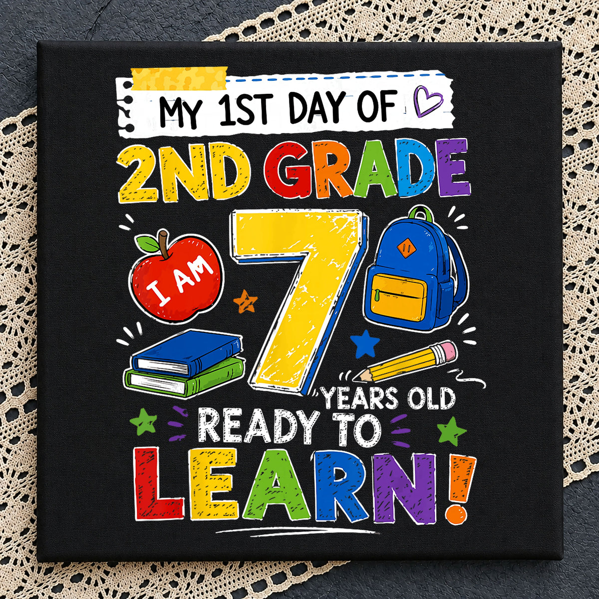My 1st Day Of 2nd Grade PNG, Back To School PNG, 7 Years Old PNG