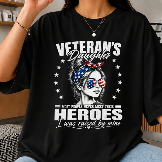 Veteran's Daughter Messy Bun American Flag Heroes PNG