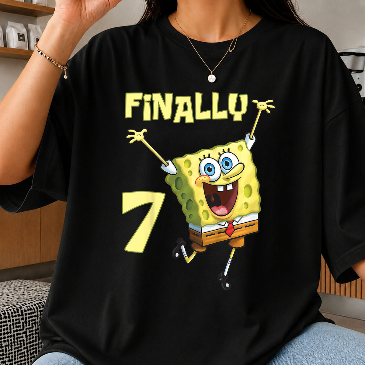 SpongeBob Finally 7 Birthday Jumping Celebration PNG