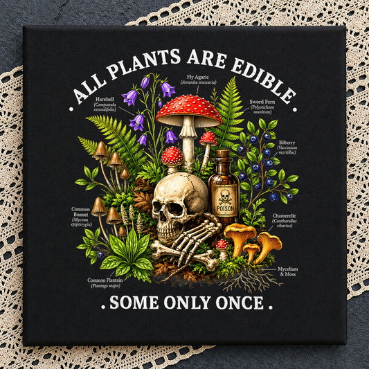 All Plants Are Edible Some Only Once PNG, Mushroom Skull PNG, Cottagecore PNG