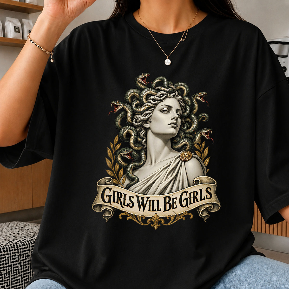 Girls Will Be Girls Medusa Snake Hair Goddess Clipart PNG