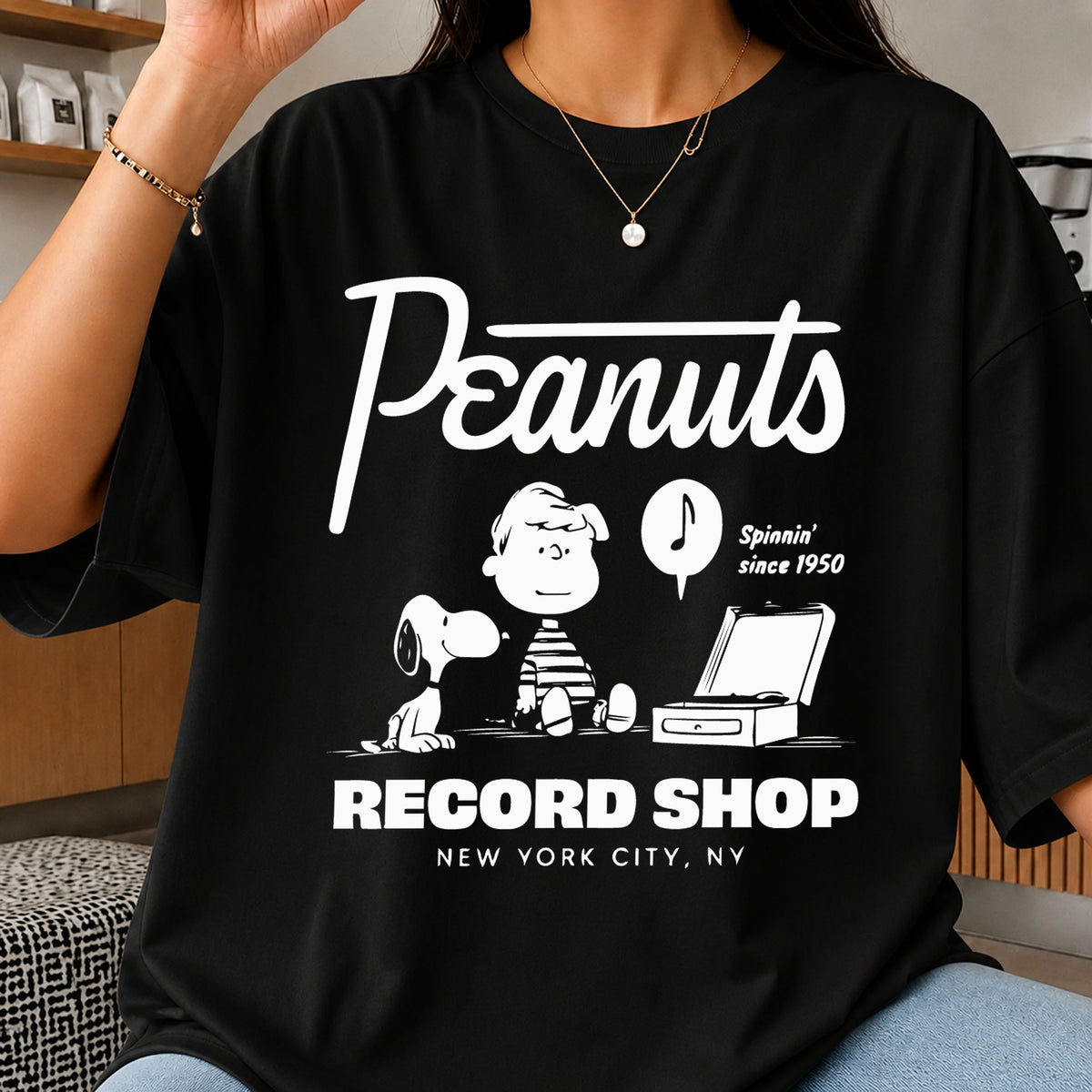 Peanuts Record Shop Snoopy Spinnin Since 1950 SVG