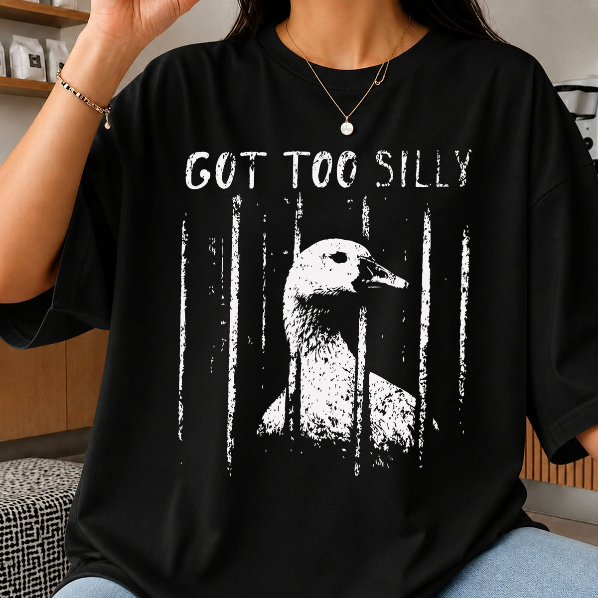 Got Too Silly Goose Behind Bars Quote, Distressed Grunge Jail Bird