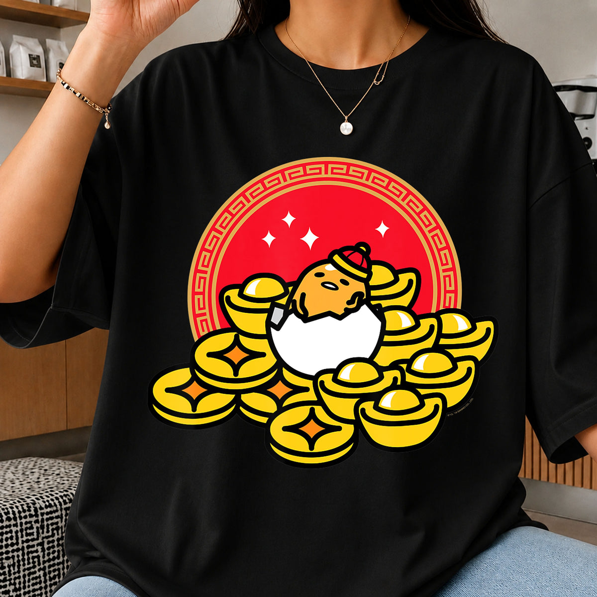 Gudetama Chinese New Year Lucky Gold Coins PNG