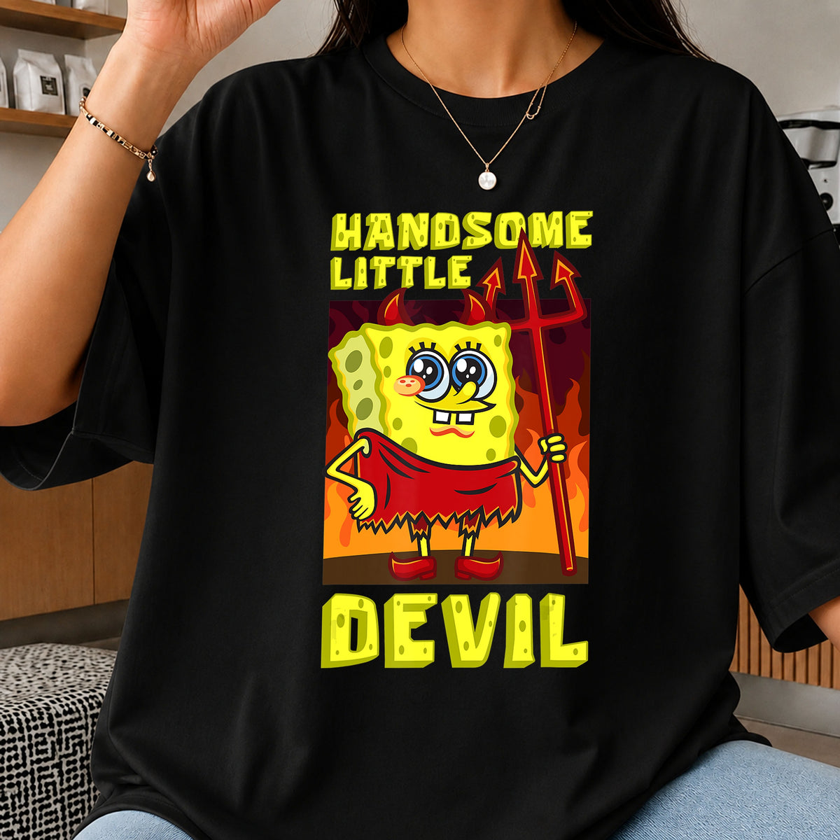 Handsome Little Devil SpongeBob Halloween Costume PNG