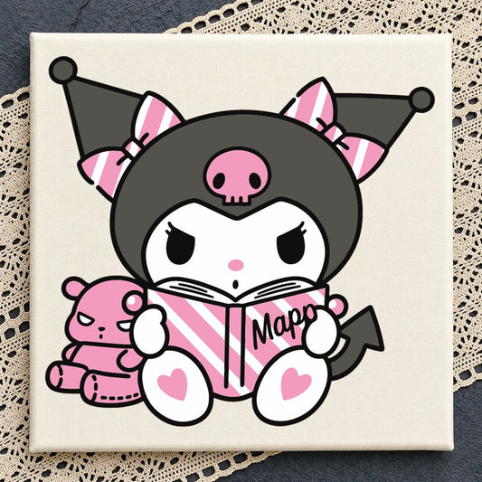 Kuromi Reading Book SVG, Sanrio Kawaii Cricut Clipart