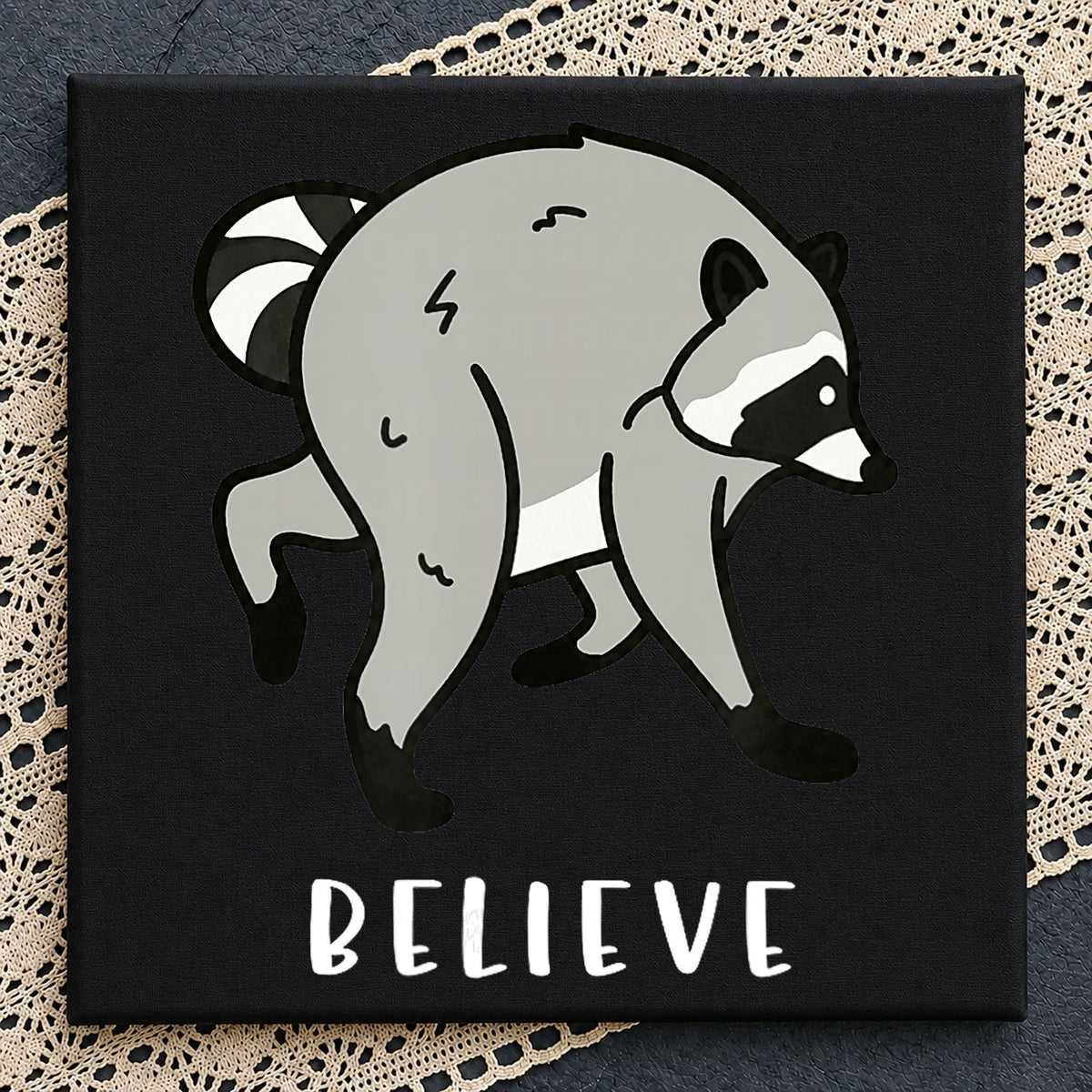 Raccoon Believe PNG, Cute Animal Clipart, Funny Raccoon PNG
