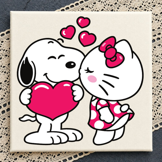 Snoopy Hello Kitty Valentine SVG, Love Heart Cricut File
