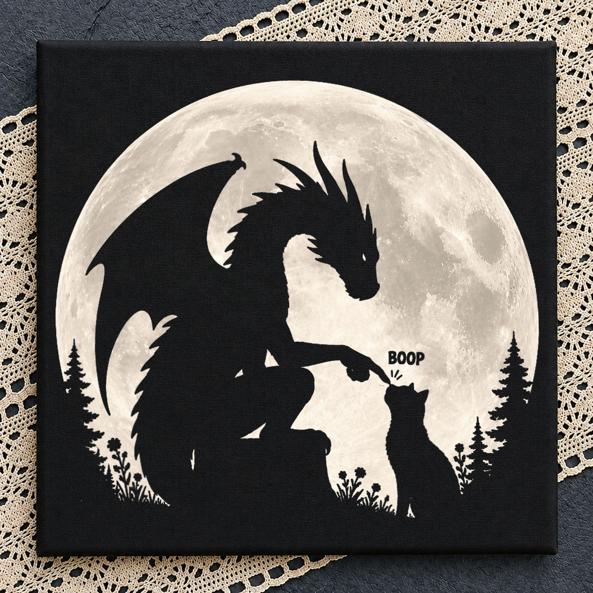 Dragon Booping Cat Moon PNG, Fantasy Dragon PNG, Cute Cat PNG