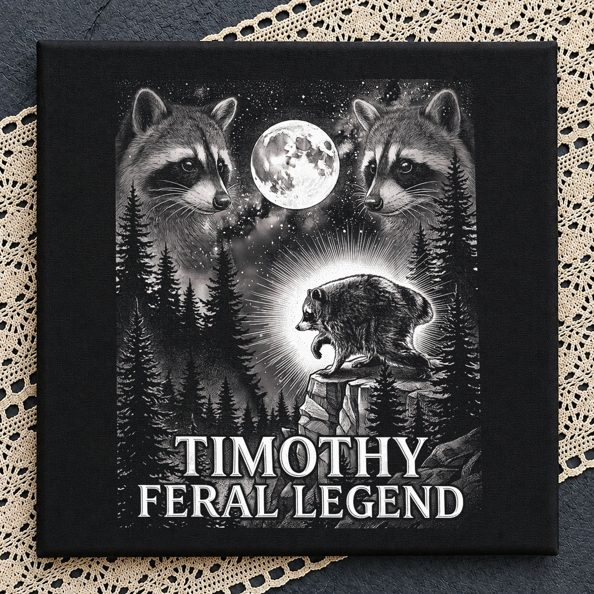 Three Raccoons Moon PNG, Feral Legend Raccoon Shirt, PNG