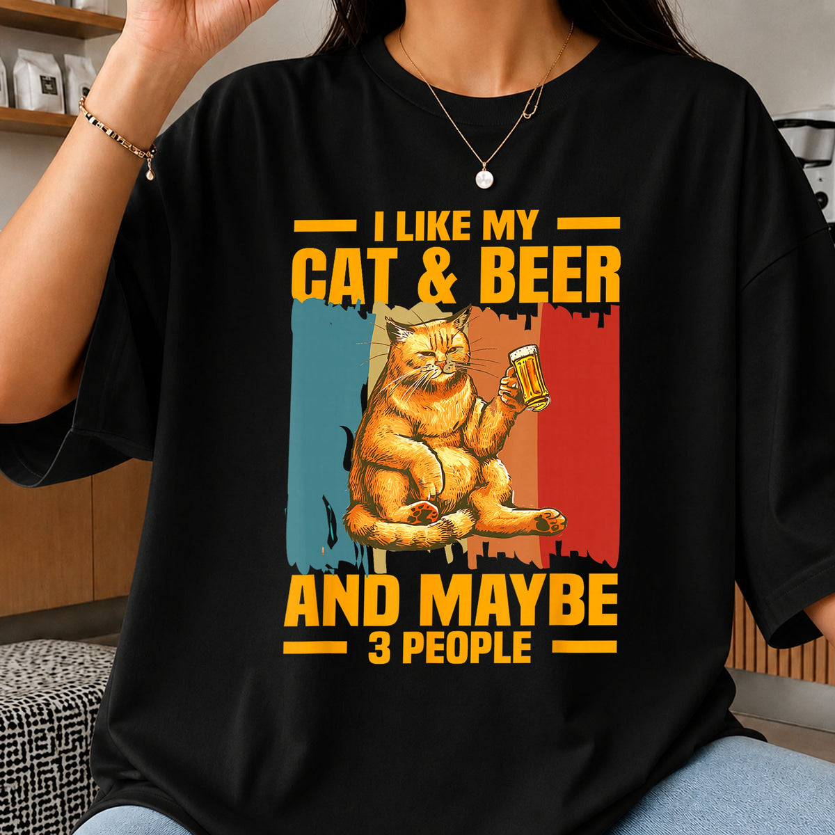I Like My Cat And Beer Maybe 3 People Funny PNG