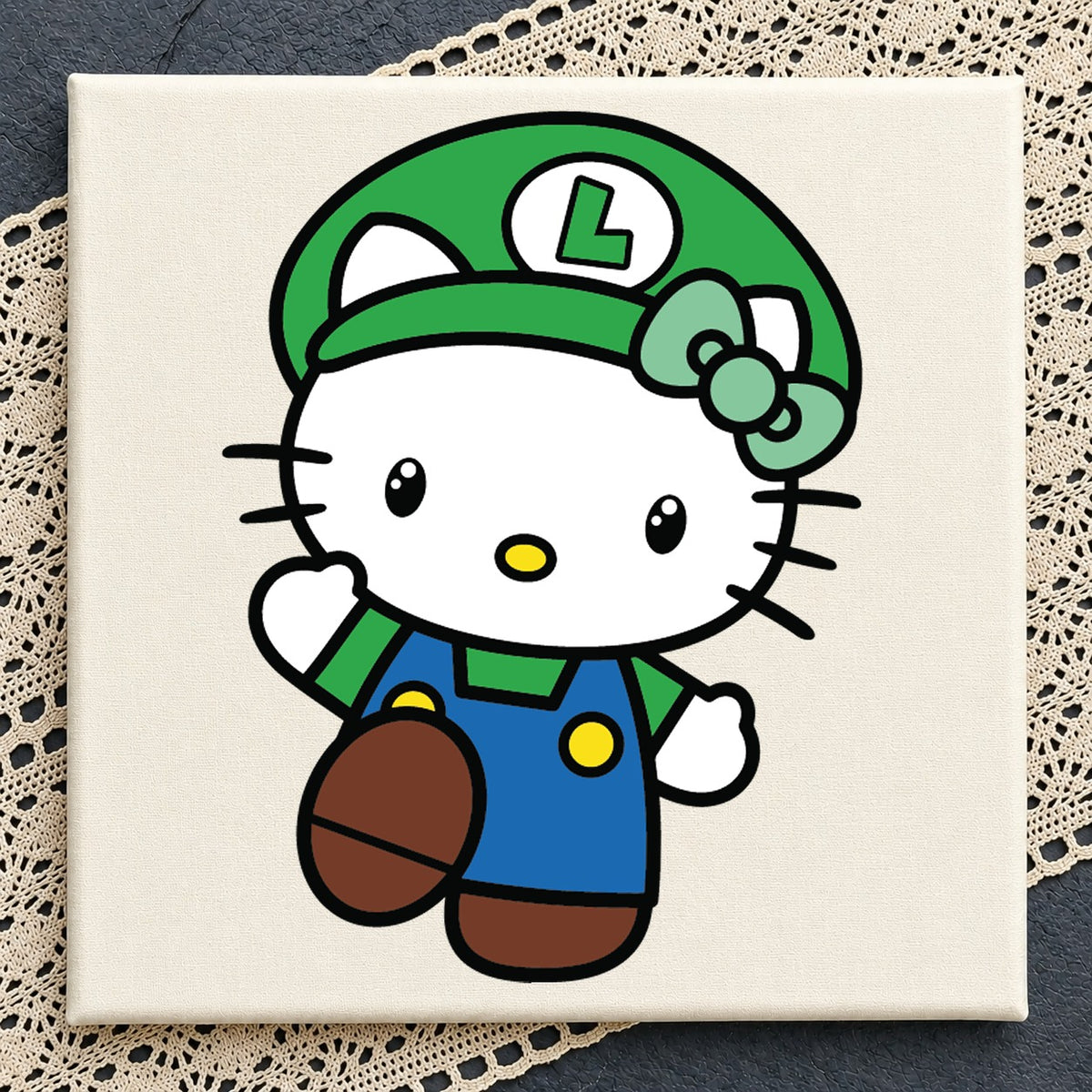 Hello Kitty Luigi Costume SVG, Gamer Crossover Cricut