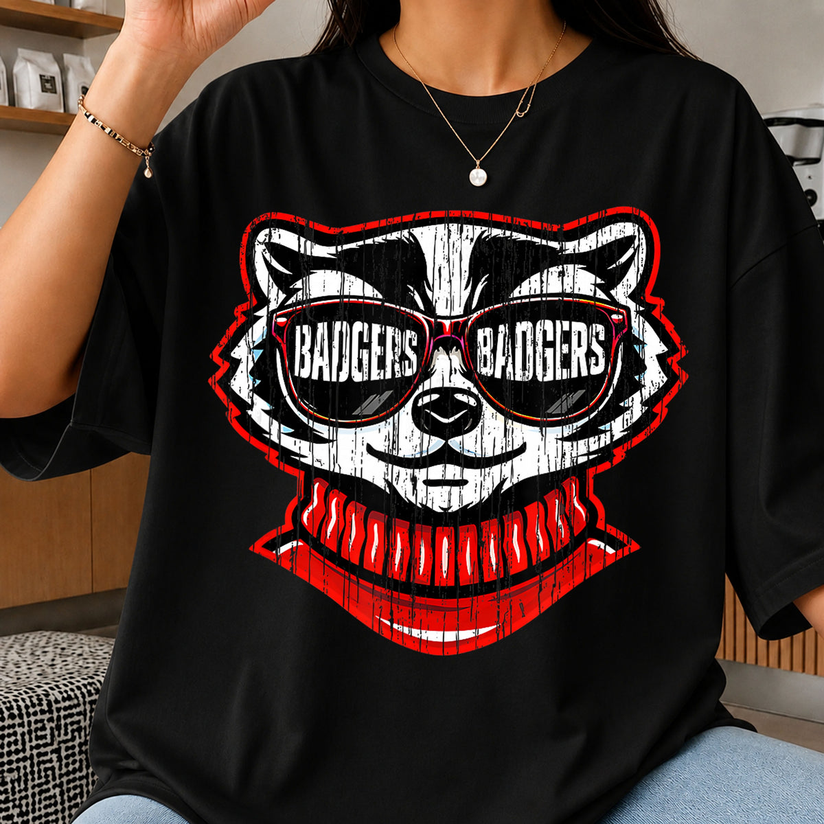 Badgers Mascot Sunglasses Distressed Grunge Logo PNG