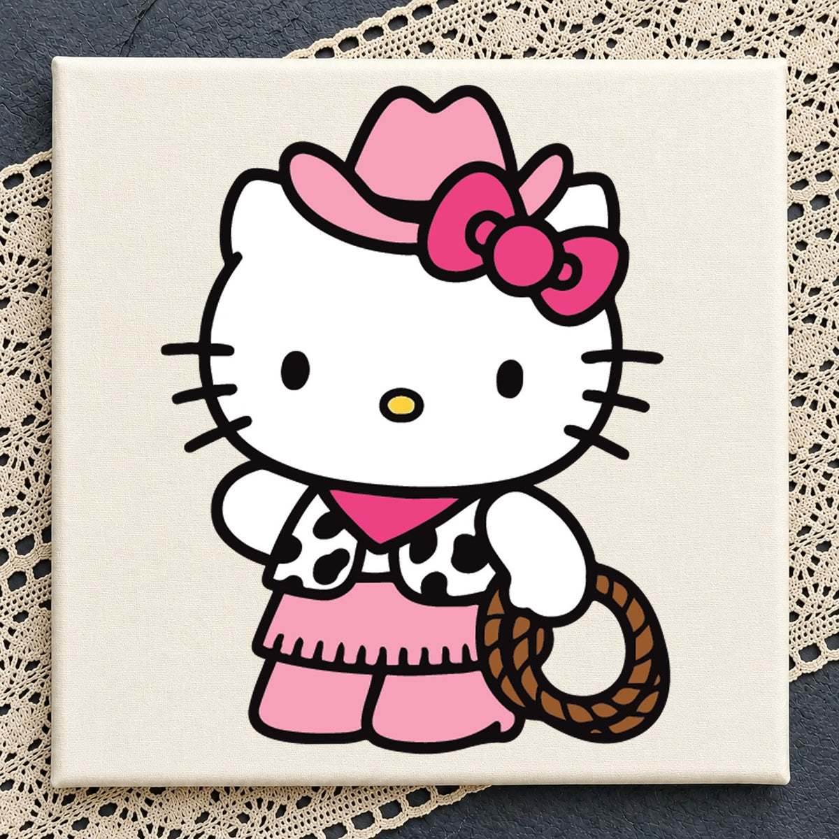 Hello Kitty Cowgirl SVG, Western Lasso Cricut Cut File