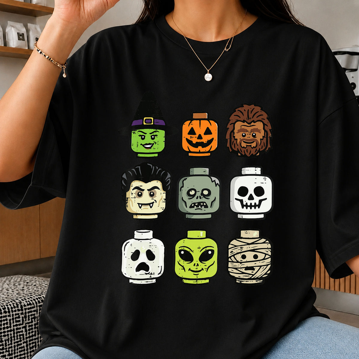 Halloween Lego Heads Monster Faces Bundle PNG