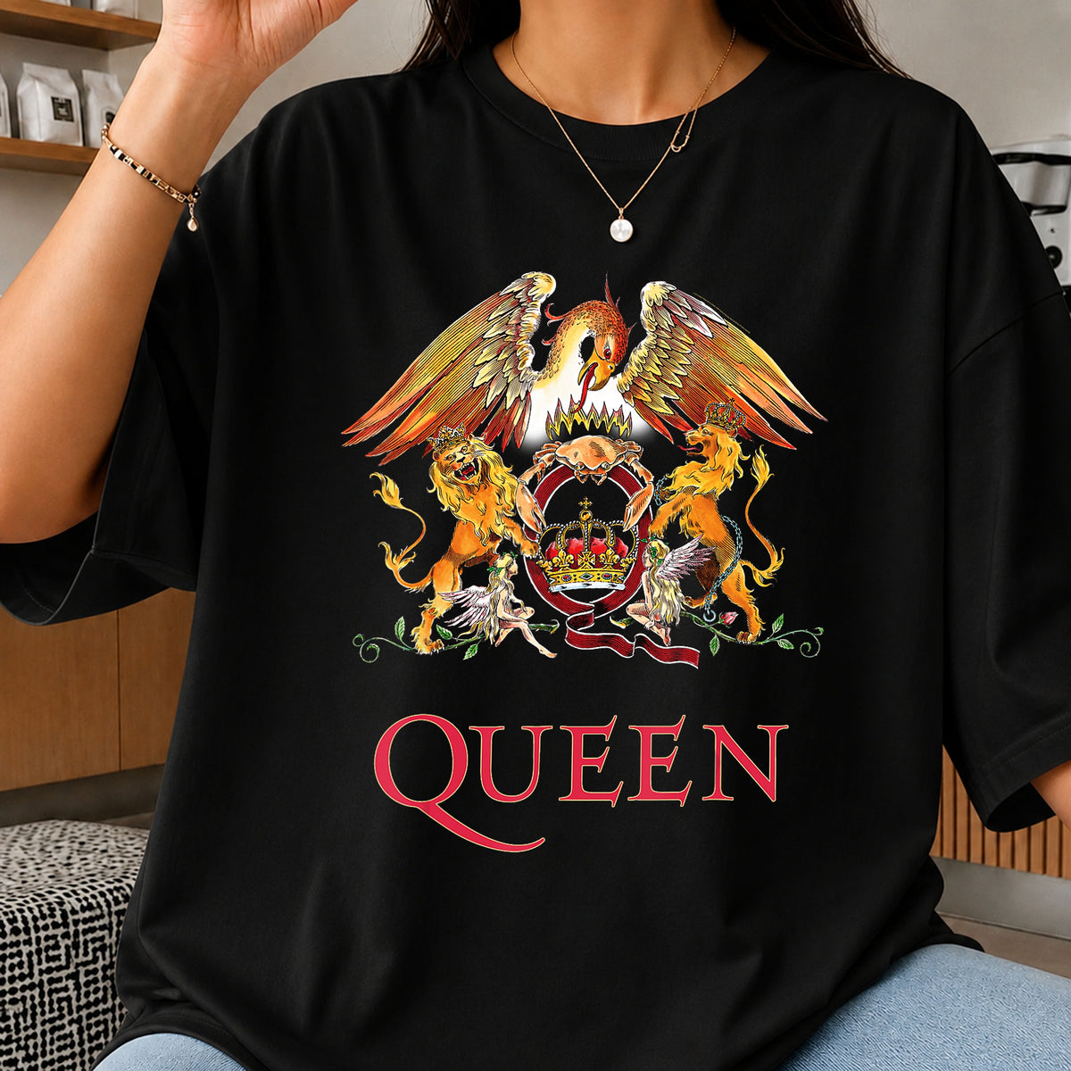 Queen Band Royal Crest Lions Crown Logo Clipart PNG