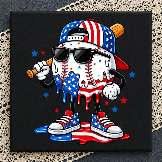 4th Of July Baseball PNG, Patriotic Baseball Drip PNG, American Flag PNG