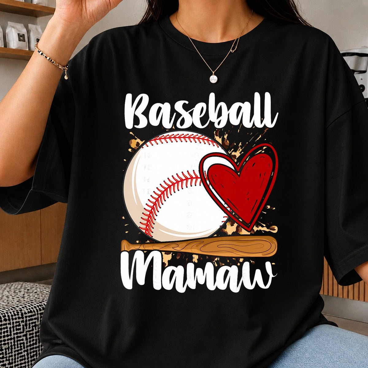 Baseball Mamaw Heart Bat Sports Mom Grandma PNG