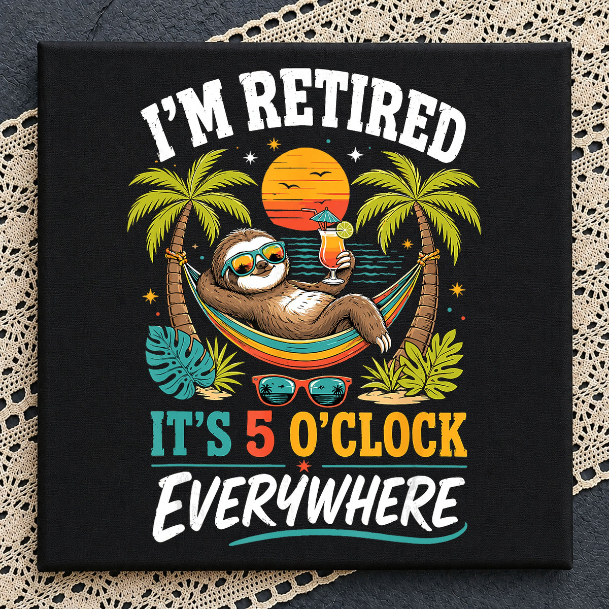 Retired Sloth Beach Summer PNG, Funny Retirement Gift, PNG
