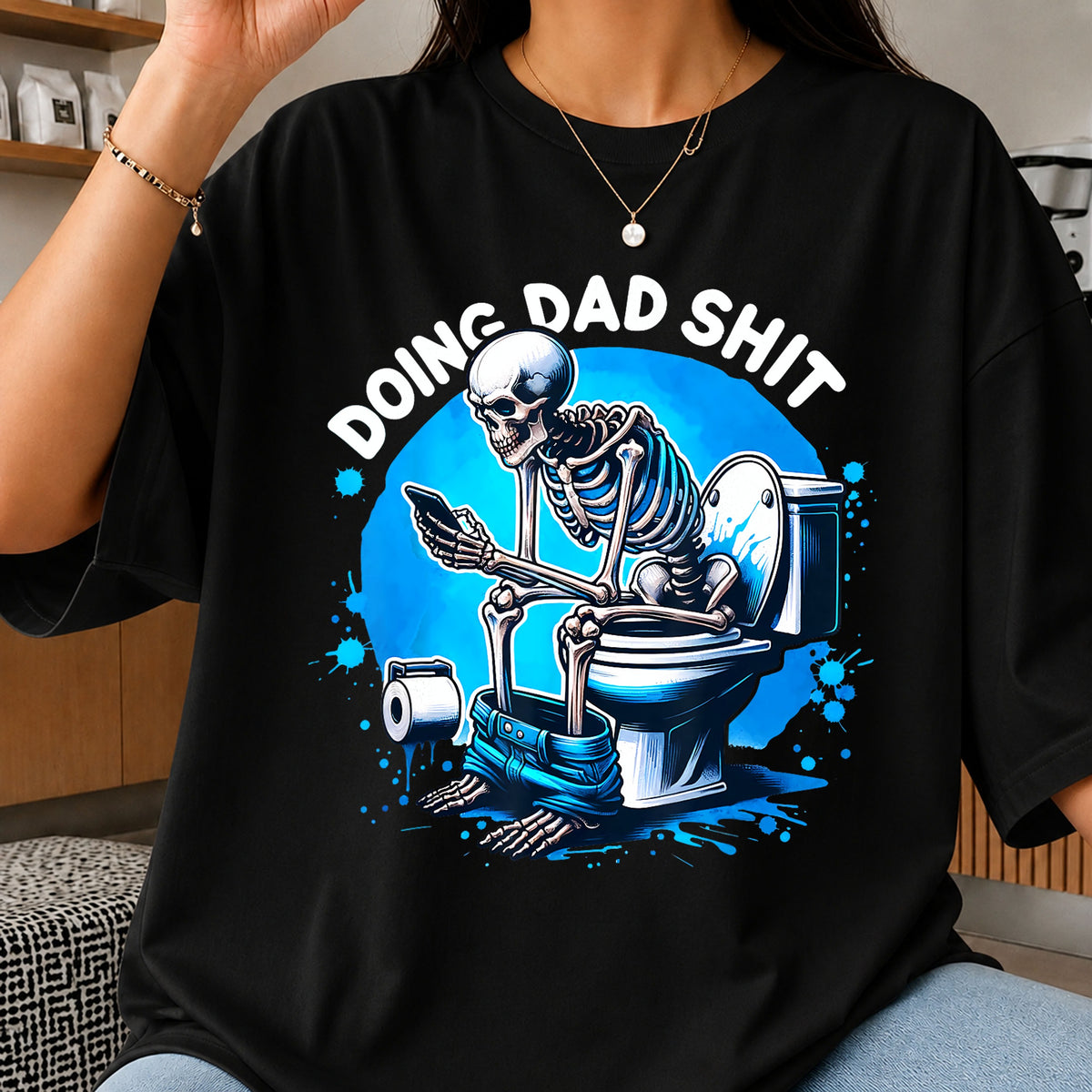 Doing Dad Shit Skeleton Toilet Phone Humor PNG