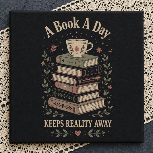 A Book A Day Keeps Reality Away Quote, Boho Books Tea Floral, Neon v23