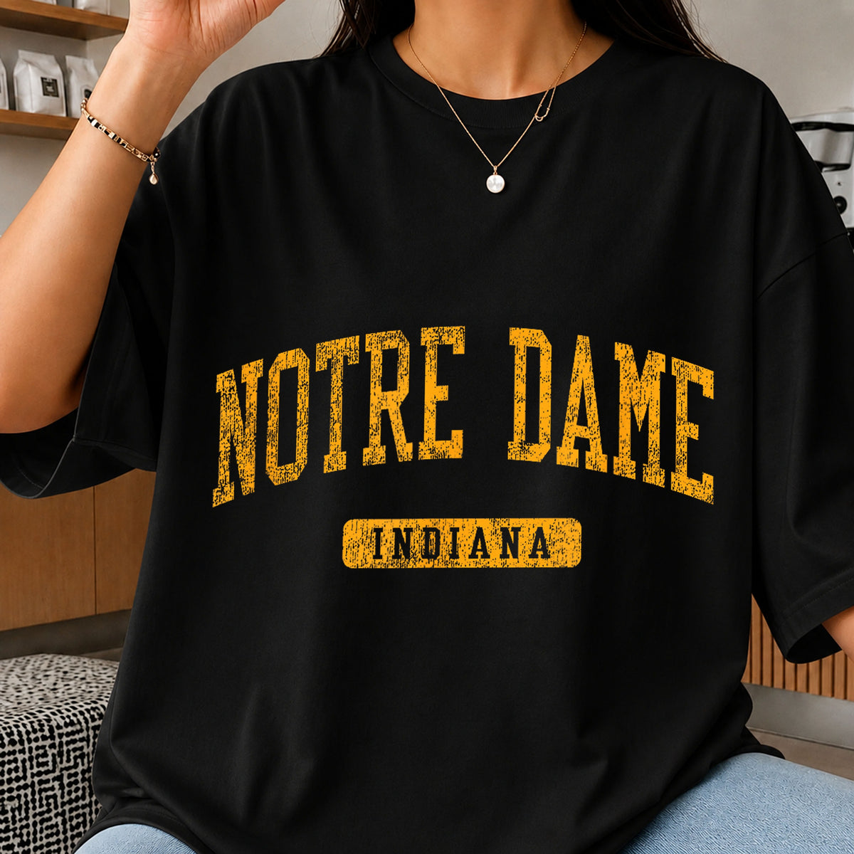 Notre Dame Indiana Distressed Varsity College Text PNG