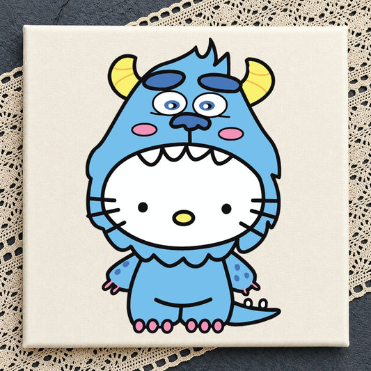 Hello Kitty Monster SVG, Cute Blue Creature Cricut Clipart