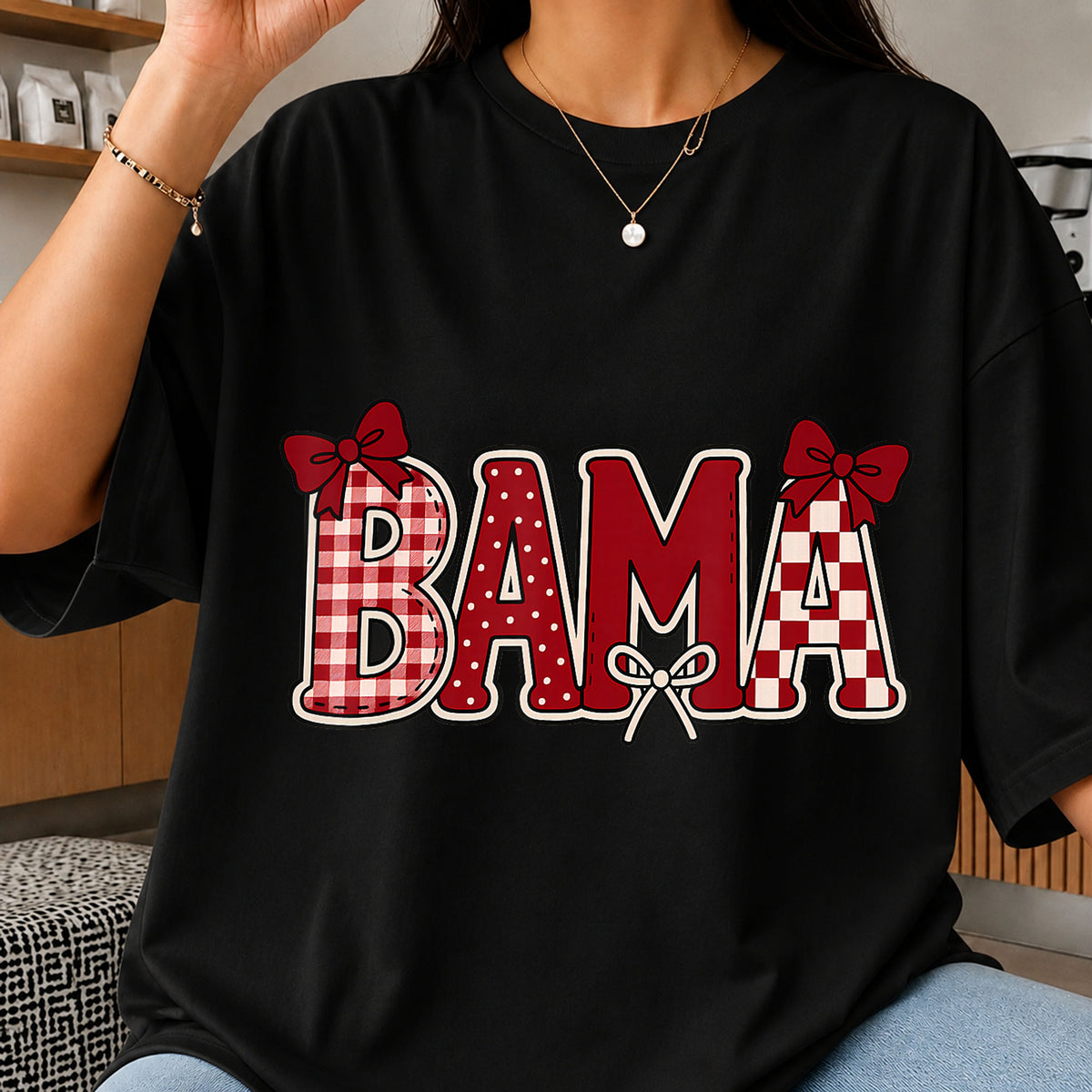 Bama Coquette Bow Crimson Plaid Checkered PNG