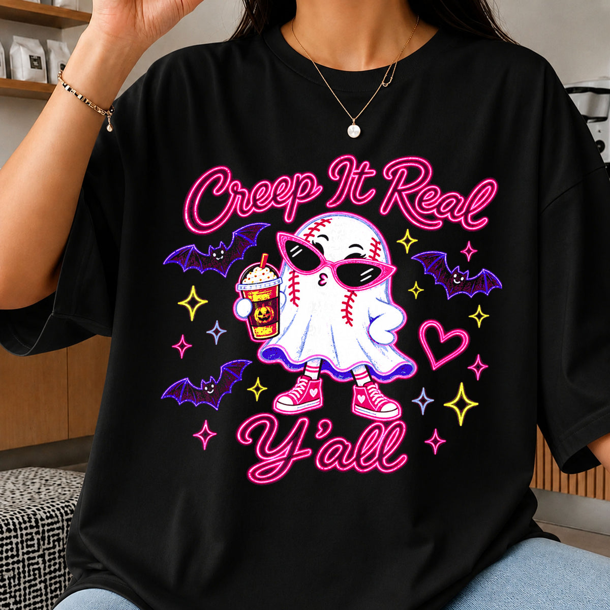 Creep It Real Y'all Baseball Ghost Halloween PNG
