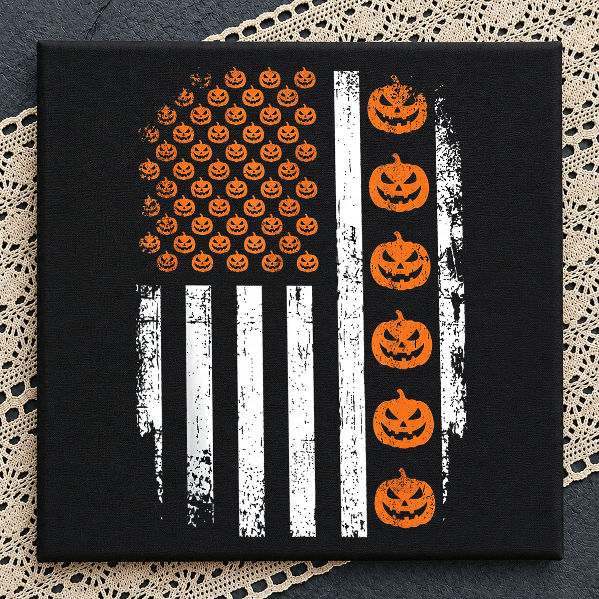 Halloween Pumpkin American Flag PNG, Grunge Flag, Halloween PNG