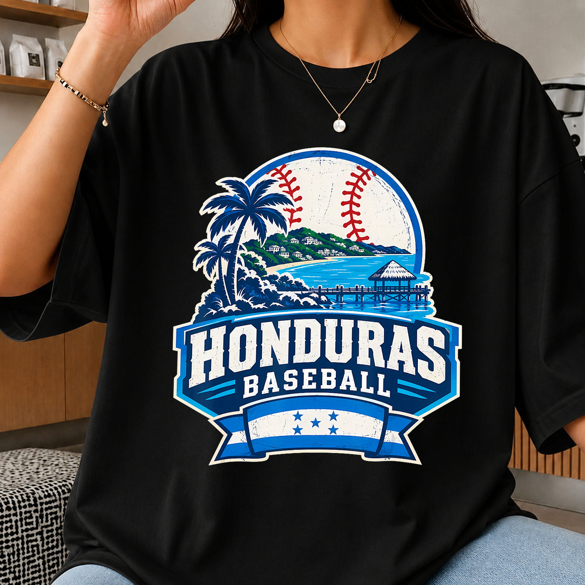 Honduras Baseball PNG, Tropical Beach Flag Sublimation